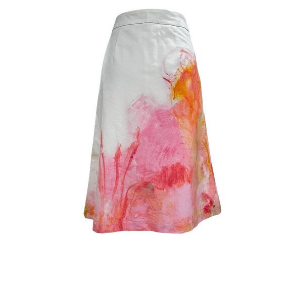 Claire Desjardins Art Skirt Size 2 A Line Midi Painterly Abstract Print White - Picture 9 of 10